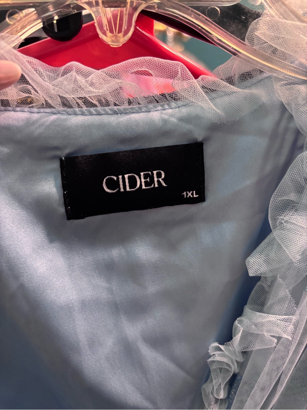Cider Powder Blue Glitter Heart Mesh Mini Dress - Picture 4 of 4